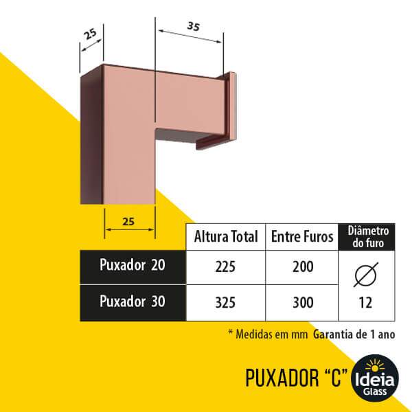 Puxador C quadrado